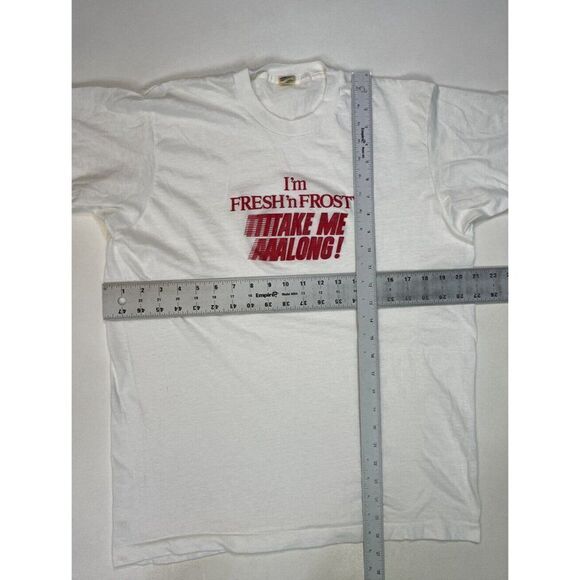 VINTAGE I'm Fresh N Frosty Take Me Along T-shirt Men Large USA 80s Single Stitch - Picture 7 of 7